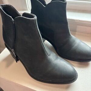 Clarks Black Leather Ankle Booties with Side Zip